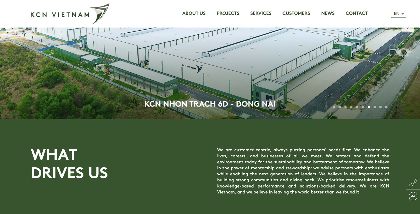 Giao diện website KCN Vietnam