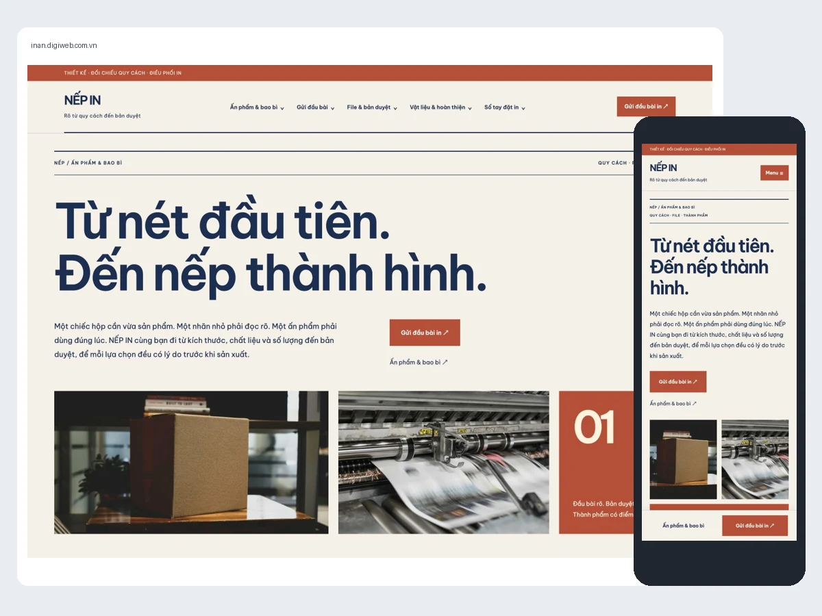 Desktop and mobile interface of NẾP IN