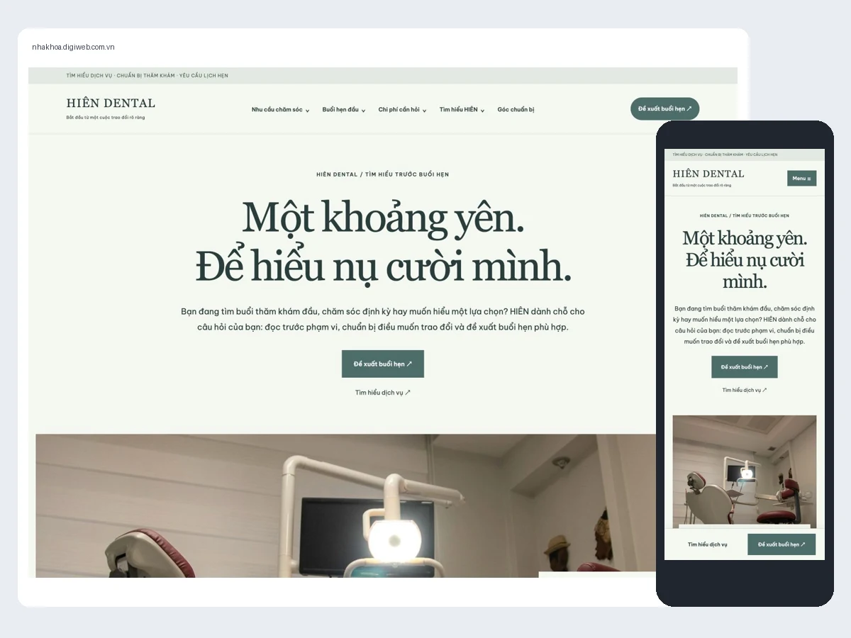 Desktop and mobile interface of HIÊN DENTAL