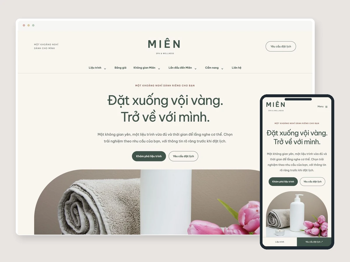 Desktop and mobile interface of MIÊN