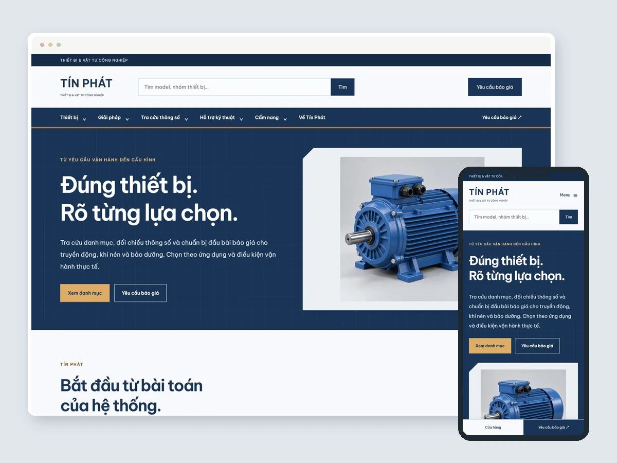 Desktop and mobile interface of TÍN PHÁT